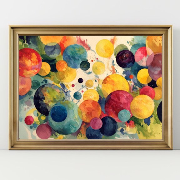 Vibrant Abstract Colorful Abstract Bubble Art Print Modern Wall Art Rainbow Sphere Decor Vibrant Pop Art
