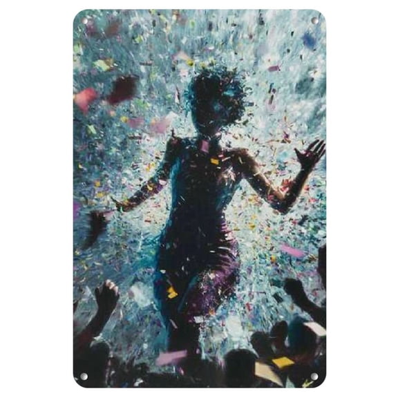 Vibrant Abstract Dance Scene Wall Art - Futuristic Iron Decor with Dynamic Figures in Motion, Retro Style for Home & Office, Disco Ball Decor