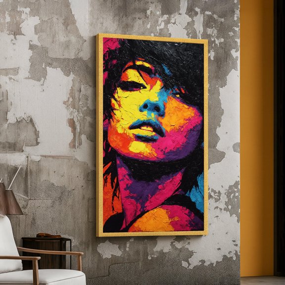 Vibrant Abstract Female Portrait Face Pop Art Expression Poster , Poster Print Only