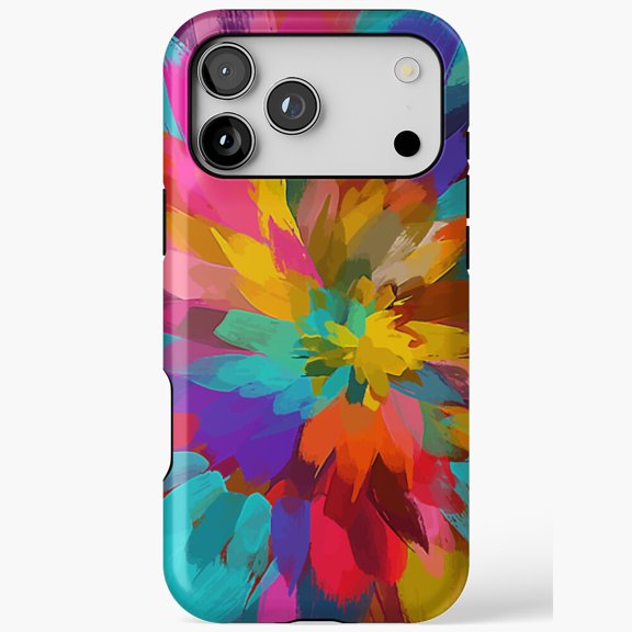 Vibrant Abstract Floral Explosion Vivid Blossom Phone Case for iPhone 17 11 12 13 14 15 16 Pro Max