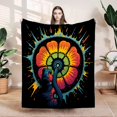 thumbnail image 1 of Vibrant Abstract Flower Design Flannel Blanket - Soft Cozy Durable for Sofa Travel Bed & Chair - Warmth & Style Combined, 1 of 7