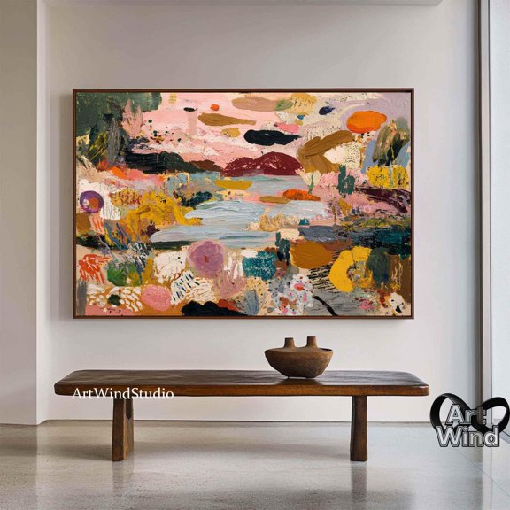 Vibrant Abstract Landscape Art Nature Scenery Modern Expressionism Art Home Decor Office Wall Art