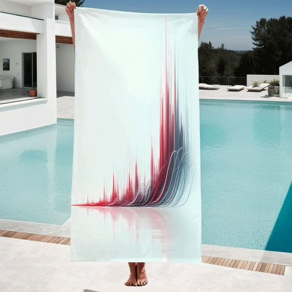 Vibrant Abstract Lines Beach Towel - Dynamic Red & Blue Pattern Perfect for Pool Bath and Travel - Stylish & Energetic Design for Women