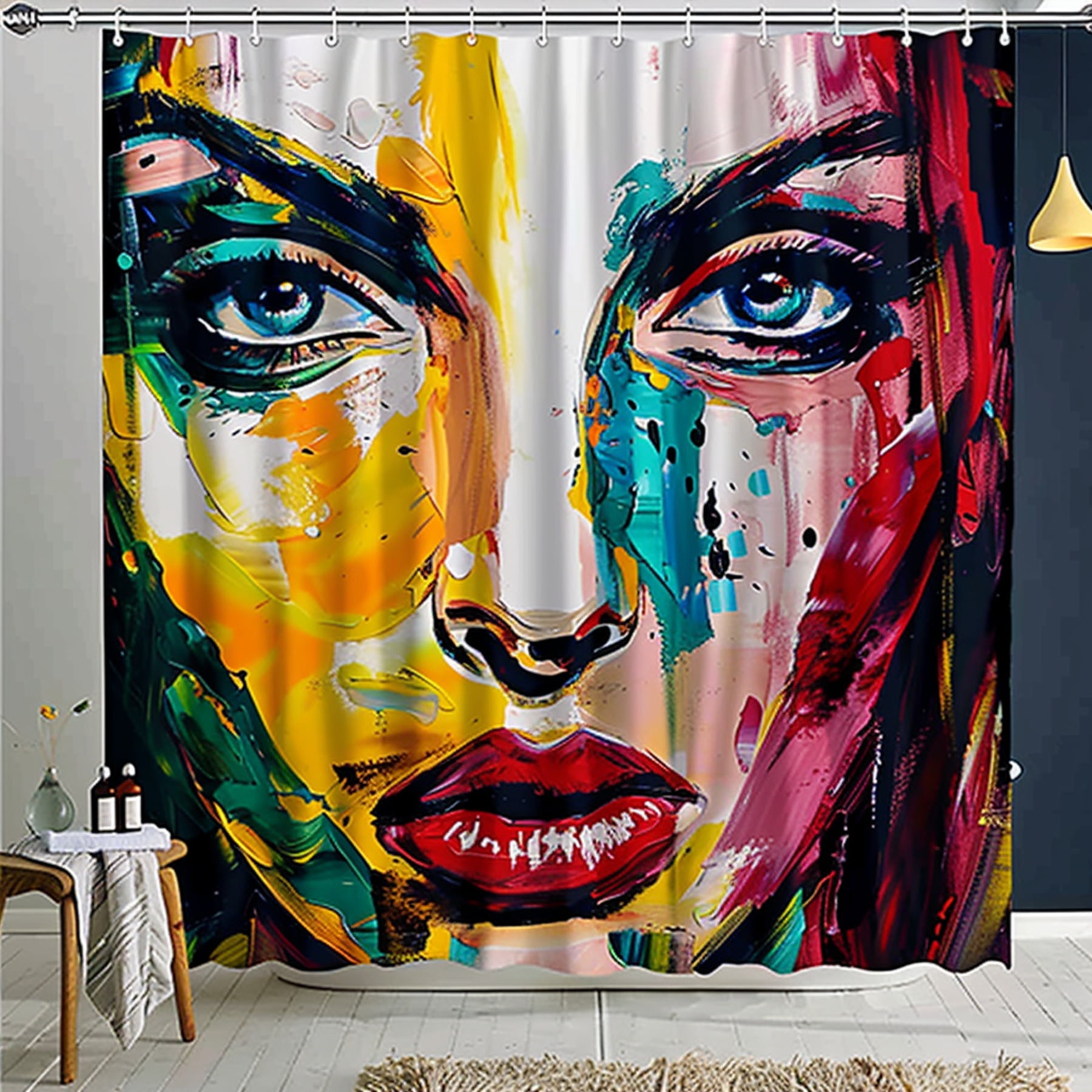 Vibrant Abstract Oil Painting Modern Bathroom Decor Colorful Artwork
