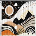 thumbnail image 1 of Vibrant Abstract Shower Curtain - Sun & Mountain Design, Terracotta & Green, 1 of 5
