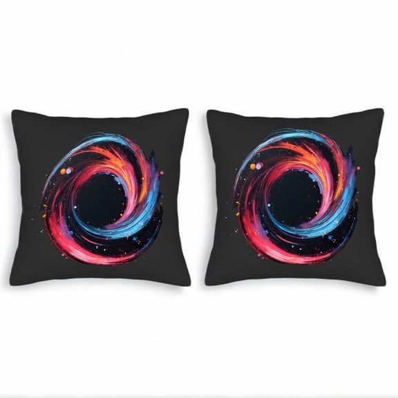 Vibrant Abstract Swirling Vortex Throw Pillow Covers - Set of 2 18x18in Cushion Cases for Couch Bed Car - Dynamic Colorful Design in Red Blue Orange & Purple