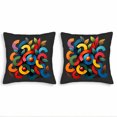 thumbnail image 1 of Vibrant Abstract Throw Pillow Covers 18x18in Set of 2 - Colorful Circular Shapes & Leaves for Couch Bed Car, 1 of 8