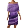 thumbnail image 1 of Vibrant Abstract Violet Textured Background Women's Off The Shoulder Ruffles Summer Wedding Guest Loose Casual Party Beach Dress, 1 of 9