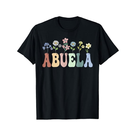 Vibrant Abuela Floral T-Shirt, Cute Groovy Retro Style Grandmother Gift, Perfect Present for Spanish-Speaking Grandmas on Mother's Day or Birthday