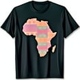 thumbnail image 1 of Vibrant Africa Outline Graphic Black T-Shirt Colorful Patchwork Design, 1 of 5