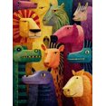 thumbnail image 1 of Vibrant African Wildlife Canvas Wall Art, Cartoon Zebra Lion Crocodile Print, Home Office Cafe Wall Decor, 1 of 8
