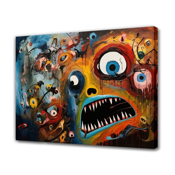 a Vibrant And Menacing Monster Face Featuring Exaggerated Features Poster Decorative Painting Canvas Wall Art Living Room Posters Bedroom Painting,Frame-style,12x18inch(30x45cm)