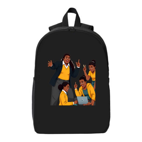 Vibrant Animated Characters Backpack for College & Travel - Fits 15 " Laptop & iPad Cheerful Design with Yellow Shirts & Gray