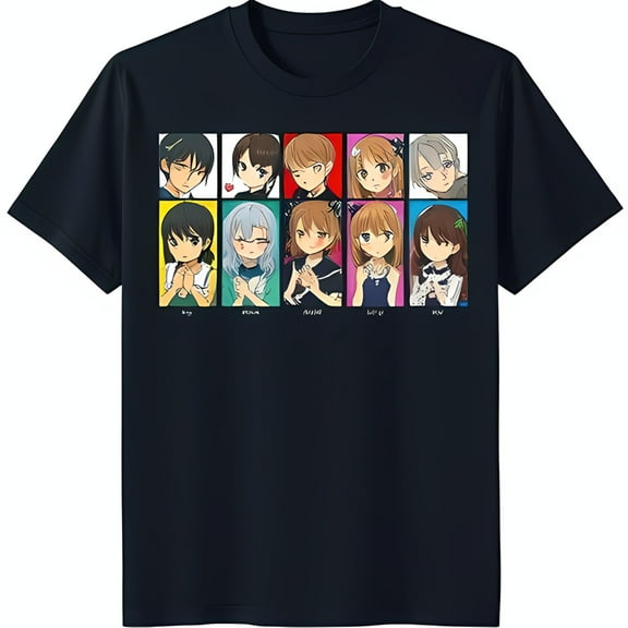 Vibrant Anime Graphic on Black T-Shirt Unique Design for Fans