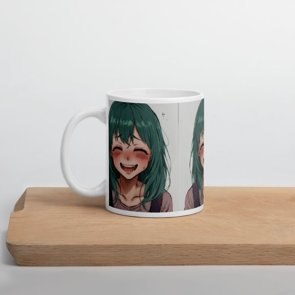 Vibrant Anime Smile - Graphic Print, Generic, Ceramic, White Glossy Mug