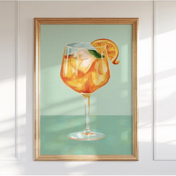 Vibrant Aperol Spritz Poster, Unframed Paper Poster 8x10in