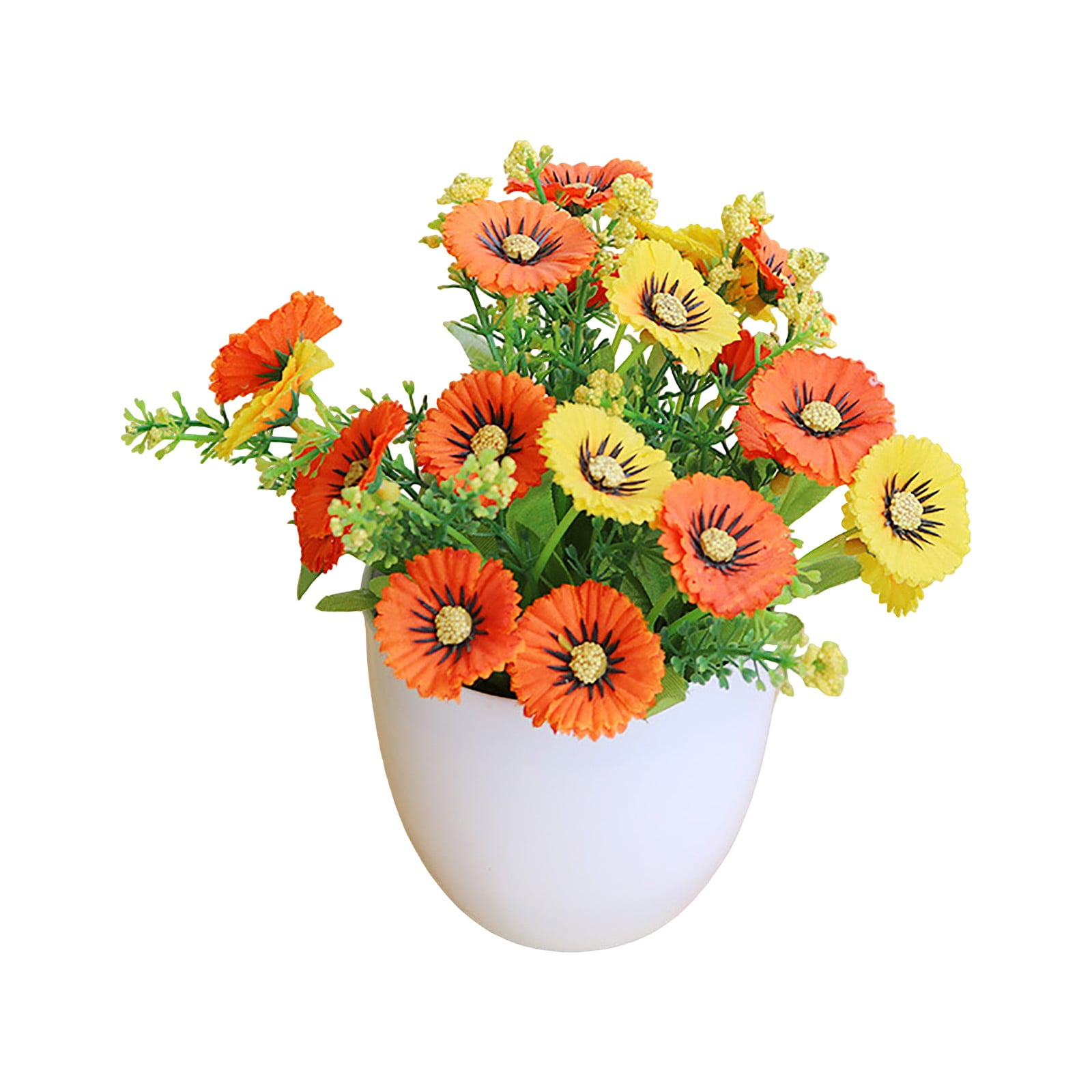 Vibrant Artificial Daisy Flower Arrangement in Elegant White Pot for ...
