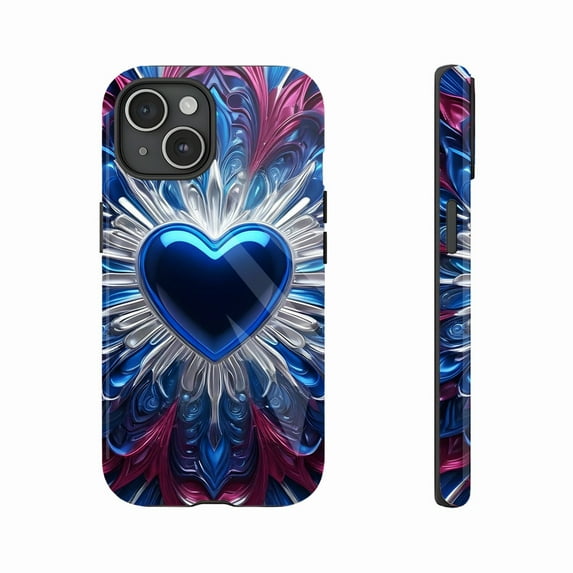 Vibrant Artistic Heart Metallic Gradient Protective Case Compatible with iPhone 11/12/13/14/15/16 (Pro Max/Plus)