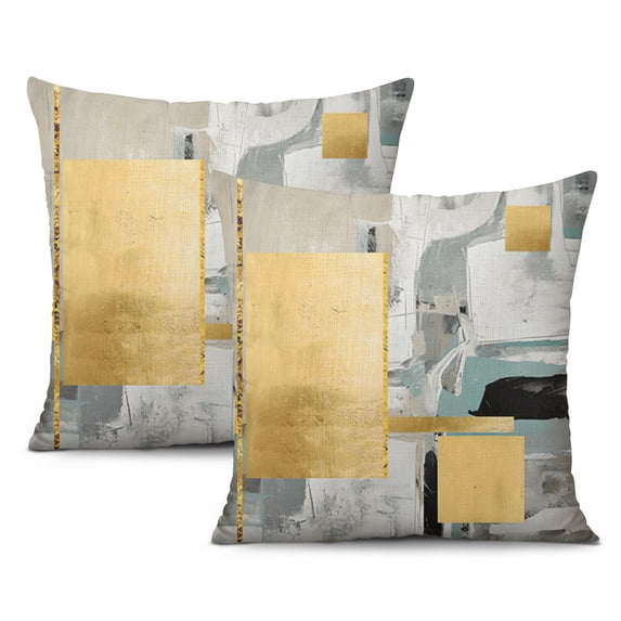 Vibrant & Artistic Watercolor Throw Pillow Covers | Blue, Brown, Purple Oil Painting | Set of 2 | 18x18 Inch | Grunge Hippie Art Cushion Cover | Ideal for Kids, Mid Century Decor