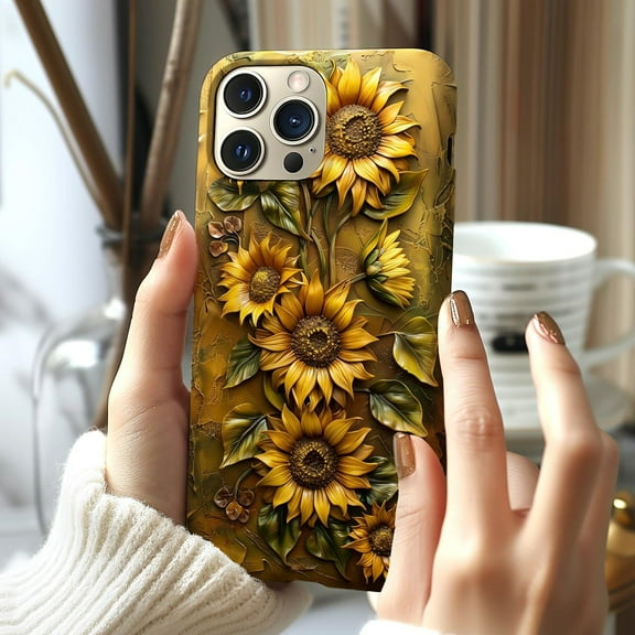 Vibrant Autumn Floral Yellow Sunflower Phone Case for iPhone 11 12 13 14 15 16 17 Pro Max