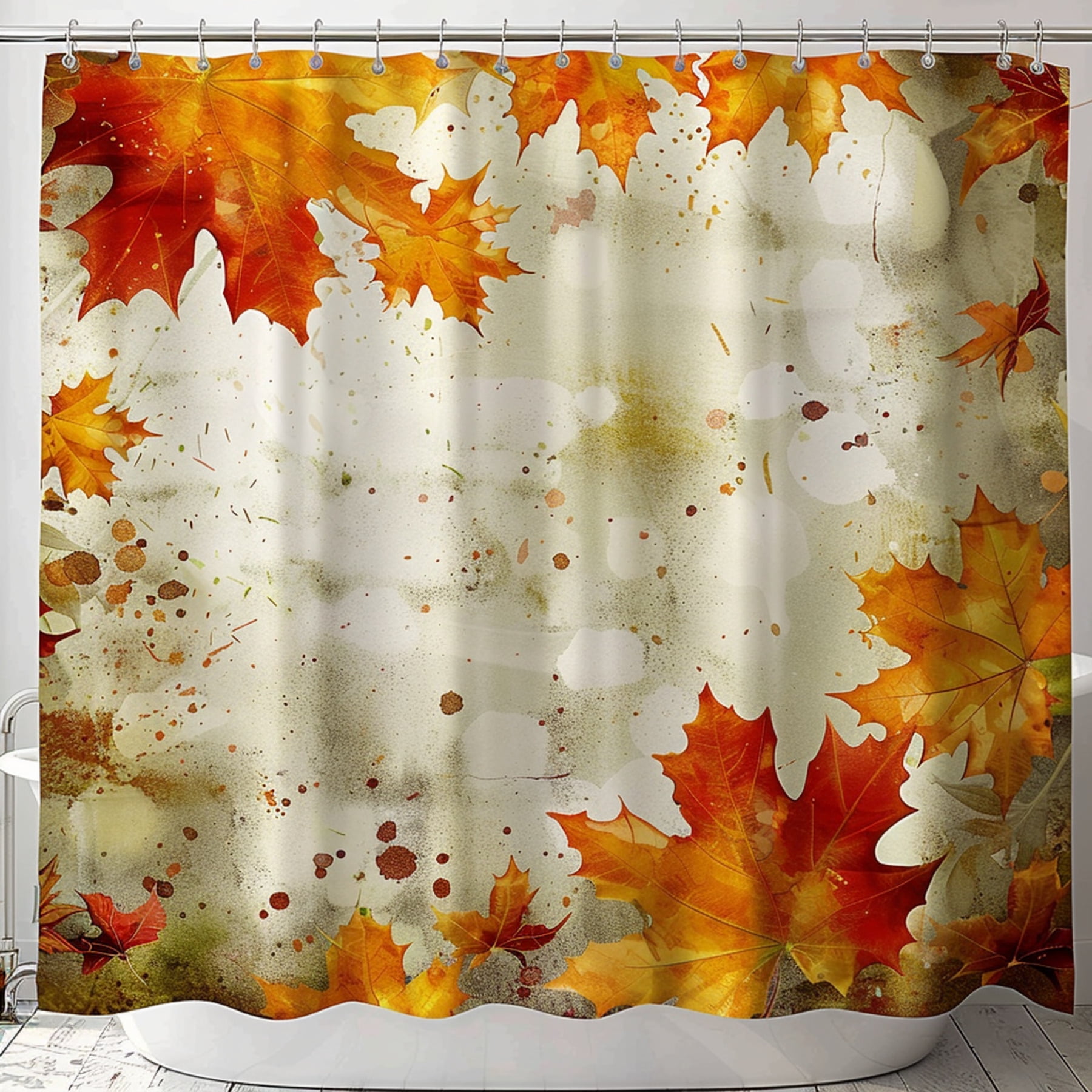 Vibrant Autumn Maple Tree Leaves Shower Curtain Fall Forest Landscape