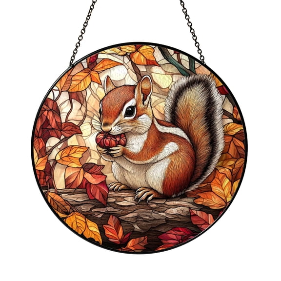 Vibrant Autumn Tiny Chipmunk Suncatcher Hanging Accent For House Decor