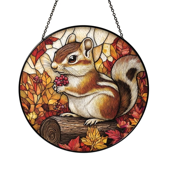 Vibrant Autumn Tiny Chipmunk Suncatcher Hanging Accent For House Sun