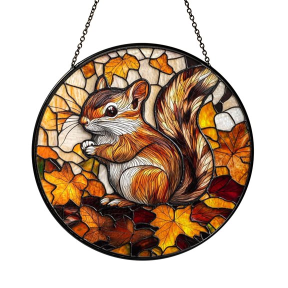 Vibrant Autumn Tiny Chipmunk Suncatcher Room Display For Wall Art
