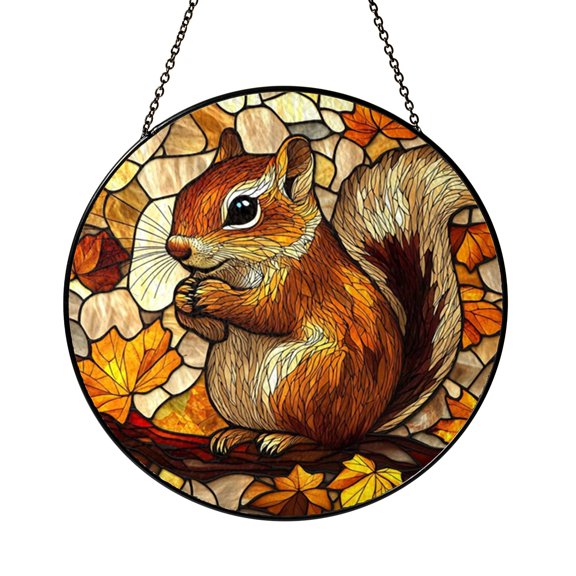 Vibrant Autumn Tiny Chipmunk Suncatcher Room Display For Wall Glass
