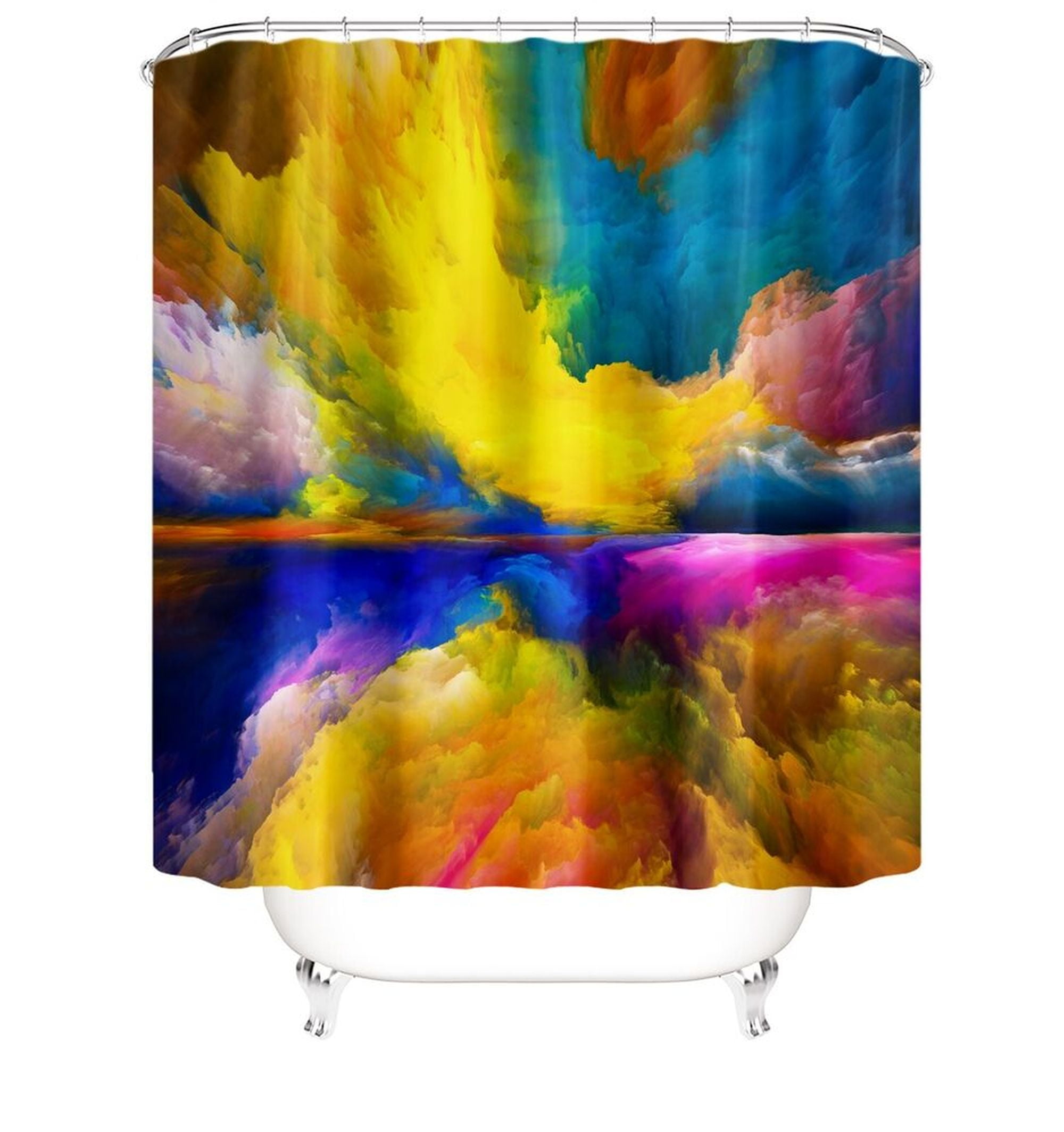Vibrant Bathroom Set Shower Curtain, Bath Mat, Toilet Seat Cover
