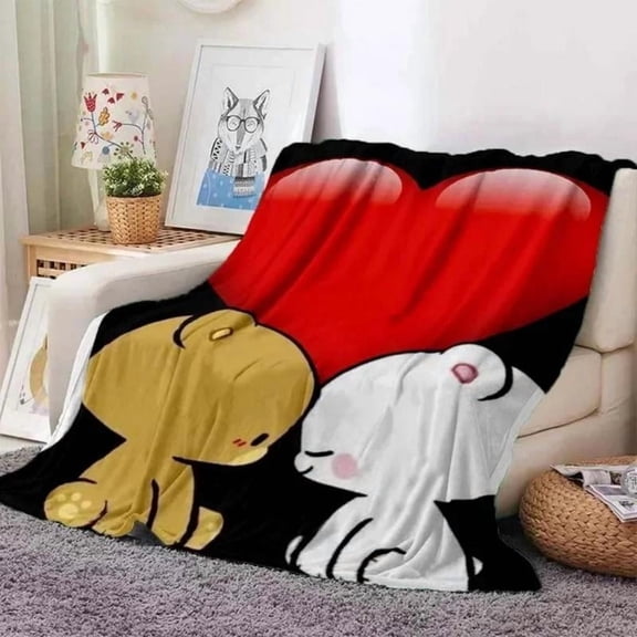 [Vibrant Bazaar] Soft Funny Throw Blanket Cute Bubu And Dudu Series Blanket Cartoon Print Kids Warm Flannel Comfortable Home Travel Bed Blankets Birthday Gift