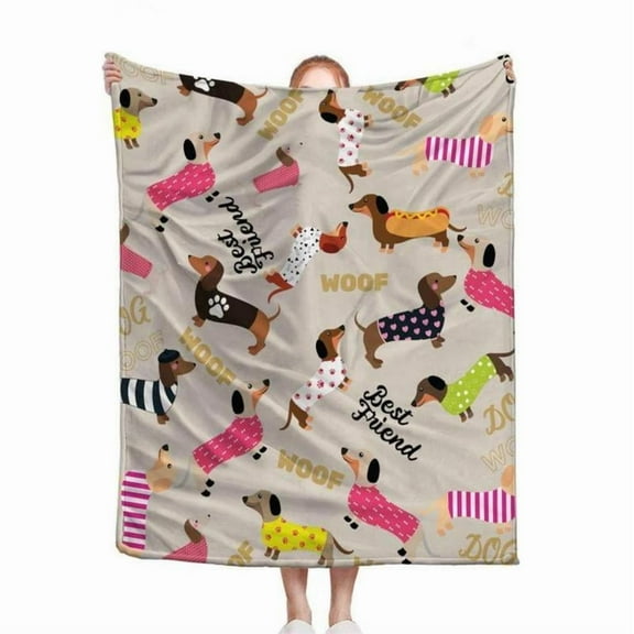 [Vibrant Bazaar] Soft Funny Throw Blanket Dachshund Pattern Blanket,Comfortable,Warm Napping For Home Office Travel Camping Dormitory