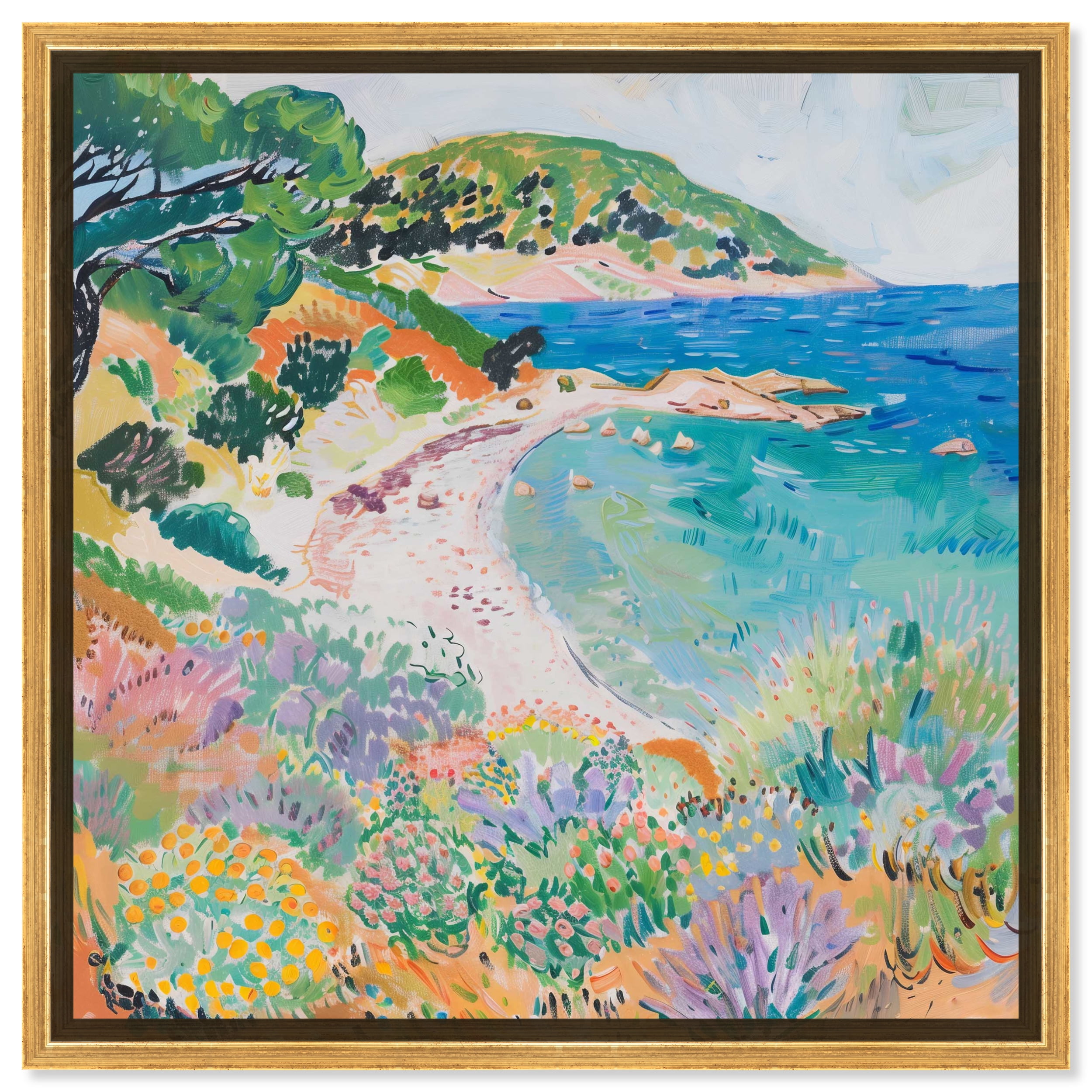 Vibrant Beach Colorful Coastal Canvas Wall Art by Art Remedy, Gold ...
