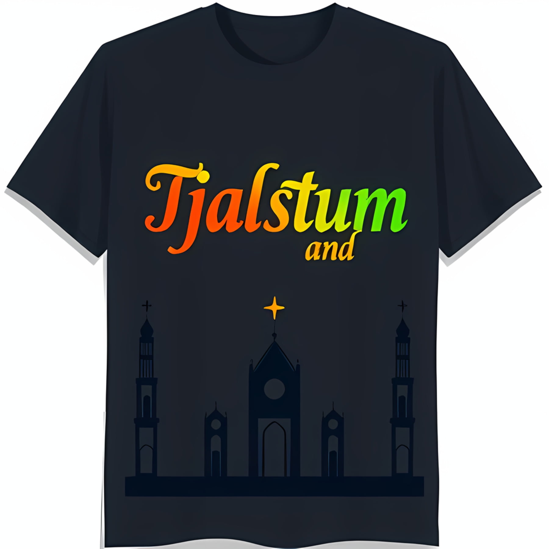 Vibrant Beach Scene Graphic on Black TShirt Trees & Lahaina Sunset