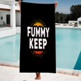 thumbnail image 1 of Vibrant Beach Towel with Bold ' FUMMY KEEP ' Design Circular Orange & Yellow - Perfect for Pool Travel & Bath for Women, 1 of 6