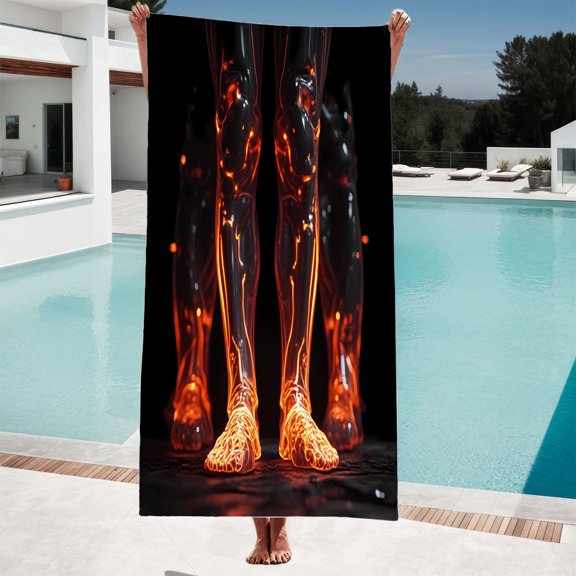 Vibrant Beach Towel with Futuristic Glow Design - Perfect for Pool Bath and Travel - Stylish & High - Tech Aesthetic for Women