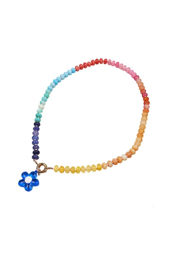 Vibrant Beaded Flower Necklace With Glass Beads Stylish Accessory For Everyday Wear