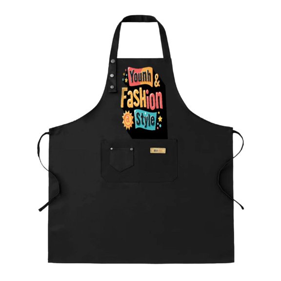 Vibrant Black Bib Apron 2-Pack with ' Youth & Fashion Style ' Design Adjustable Straps 2 Pockets Playful Stars