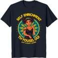 thumbnail image 1 of Vibrant Black T-Shirt with Colorful Cartoon Design & Geometric Patterns, 1 of 5
