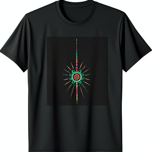 Vibrant Black T-Shirt with Eye Catching Flower Graphic Design