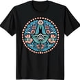 thumbnail image 1 of Vibrant Black T-Shirt with Surreal Eye Graphic Mysterious Circular Design, 1 of 5