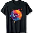 thumbnail image 1 of Vibrant Black T-Shirt with Watercolor Planet & E=mc² Graphic Design, 1 of 5