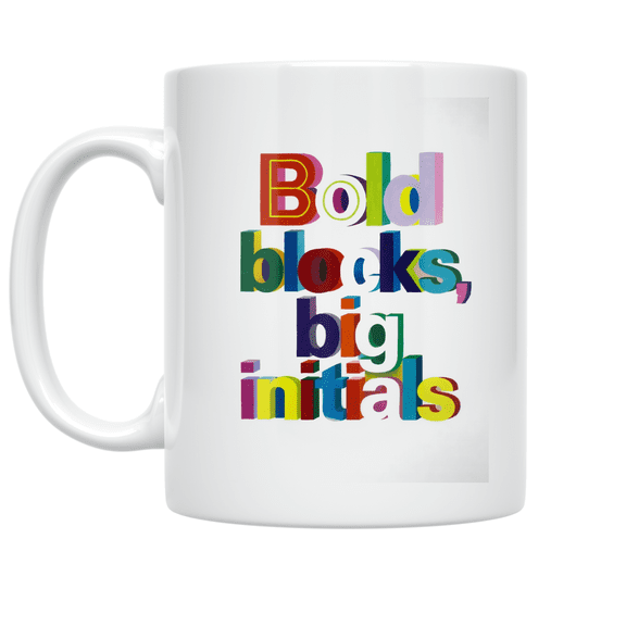 Vibrant Block Monogram Design - Personalized Monogram Enthusiast - 11 oz Ceramic Coffee Mug