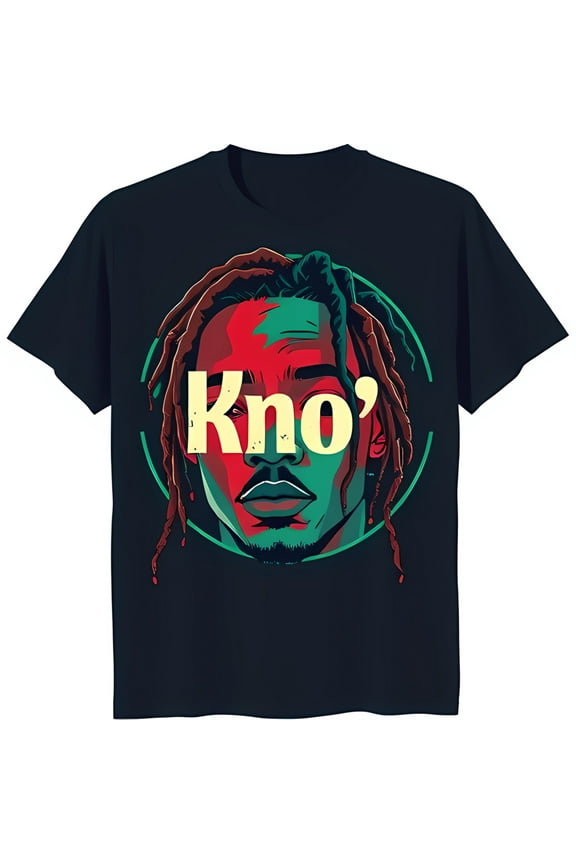 Vibrant Blue T-Shirt with Bold Dreadlock Graphic & 'Kno'' Text