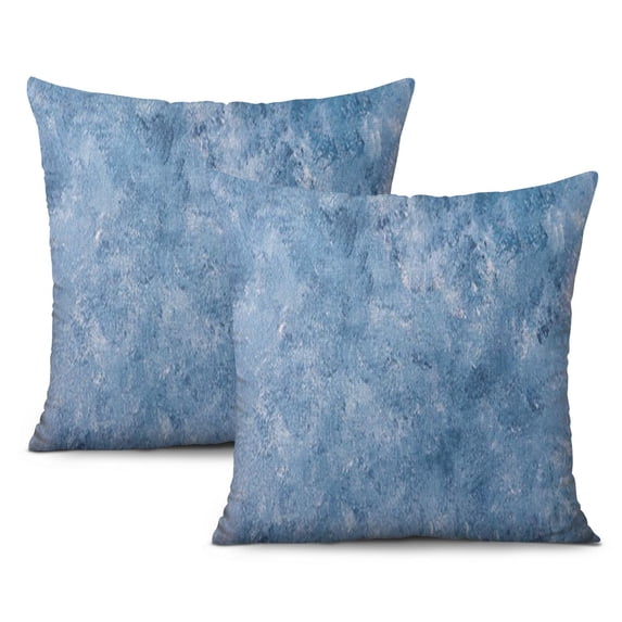 Vibrant Blue & Teal Abstract Painting Pillow Covers: 16x16 Inch, Beige Retro Touch, 2-Pack Decorative Cushions for a Refreshing Home Decor Upgrade