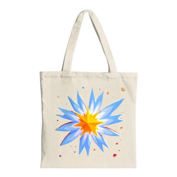 Vibrant Blue and Orange Flower Pattern Tote Bag - Stylish Canvas Perfect for Shopping Travel and Parties with Two Handles