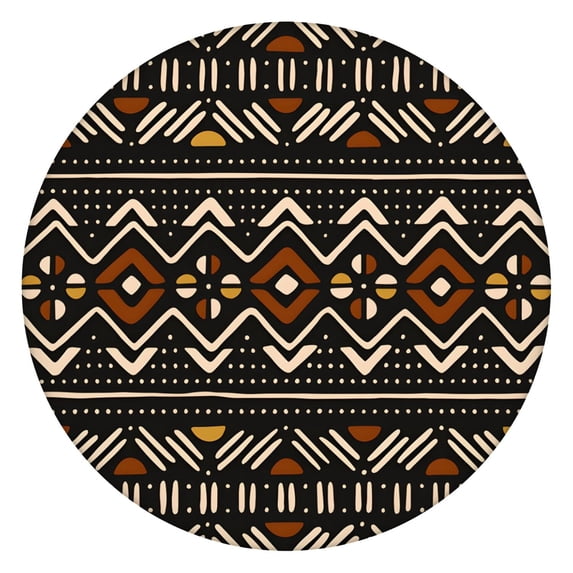 Vibrant Bohemian Floral Round Table Cover with Elastic Edging, Perfect Fit for 52-56 Inch Tables, Durable for Home Use
