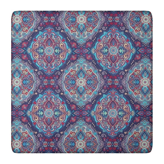 Vibrant Bohemian Pattern Square Table Cover with Elastic Edge for Outdoor Indoor Use