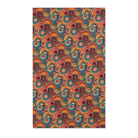 Vibrant Boho Area Rug - Colorful Circular Pattern for Home Décor