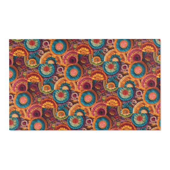 Vibrant Boho Area Rug - Colorful Circular Pattern for Home Décor